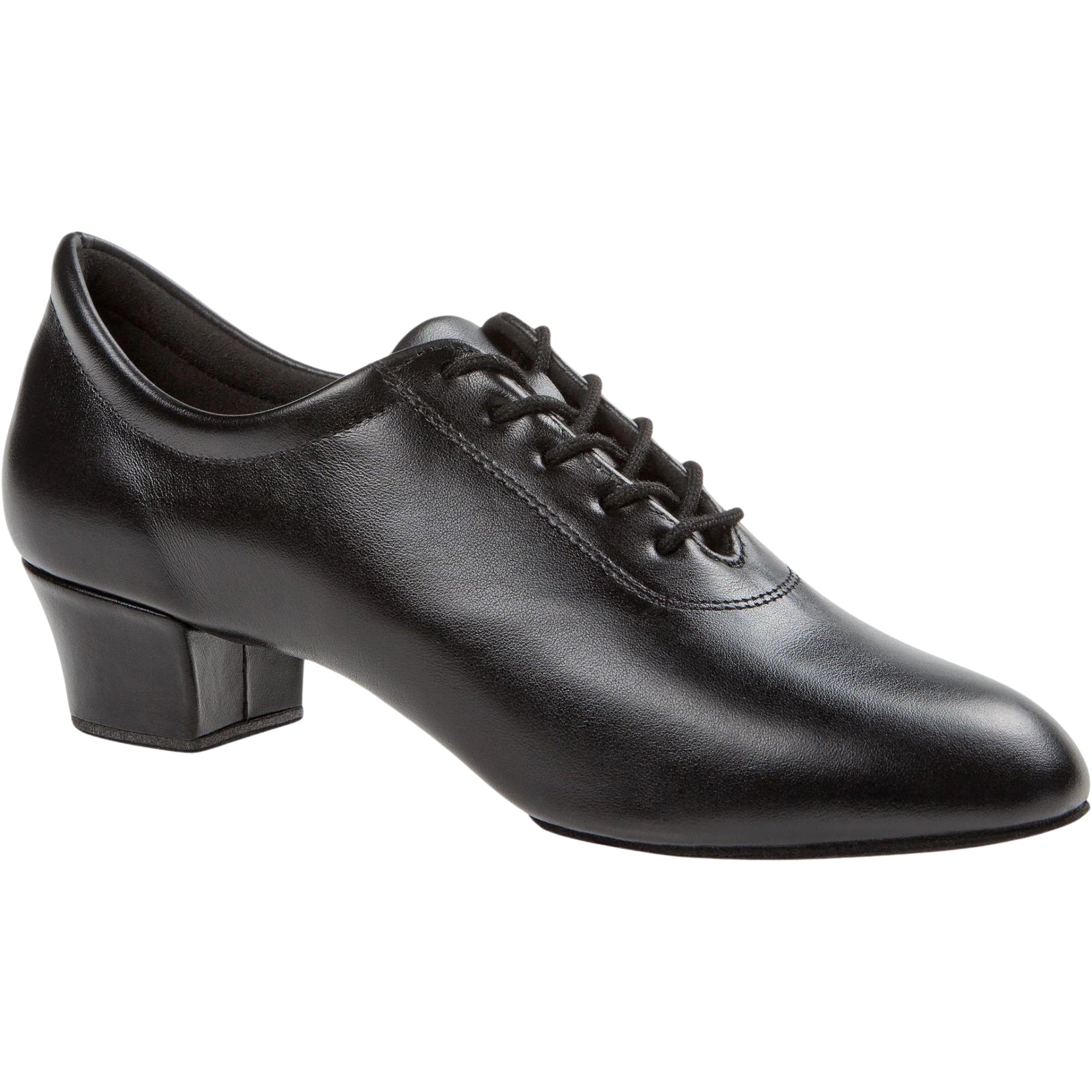 Diamant 189 Leder Tanzschuhe in Schwarz, niedriger lateinischer Absatz, Schnürdesign.